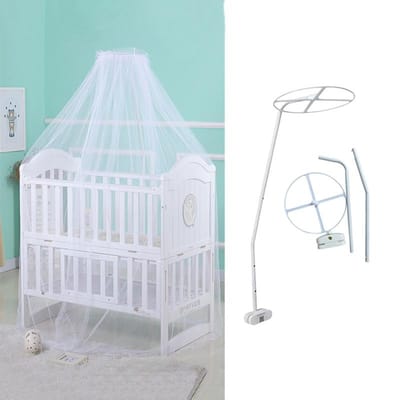 Zomer Muskietennet Baby Hemelbednet Standaard Babywieg Koepel Muskietennet Hangend Bedgordijn Ondersteuning Opvouwbare Wieg Tent