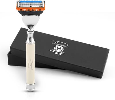 Haryali London 5 Edge Scheermes voor Mannen - Smart Grip 5 Blade Damesscheermes & Herenscheermes - Lichaams- en Gezichtsscheermes - Herbruikbaar Scheermes - Ivoor