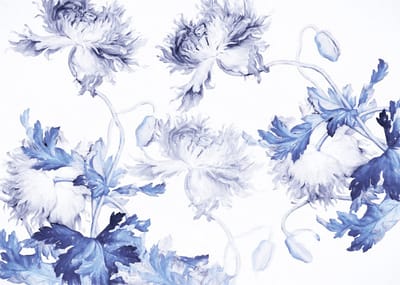 Komar Colours - Fotobehang Blue Silhouettes - Behang - Inclusief Lijm - 350 x 250 CM.