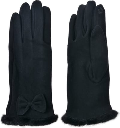 Clayre & Eef Handschoenen Winter 9x23 cm Zwart Polyester
