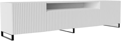 TV-kast Noe III, woonwand, lowboard, tv-standaard, woonwand, woonkamer, tv-board, woonkamermeubels, televisie, highboard, TV-kast, tv-lowboard, 200 cm, 3 deuren, wit