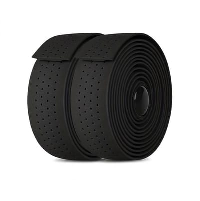 Zwarte stuurlinten wielrennen unisex antislip stuur tape set voor racefiets geperforeerd fiets stuur lint inclusief bar plugs