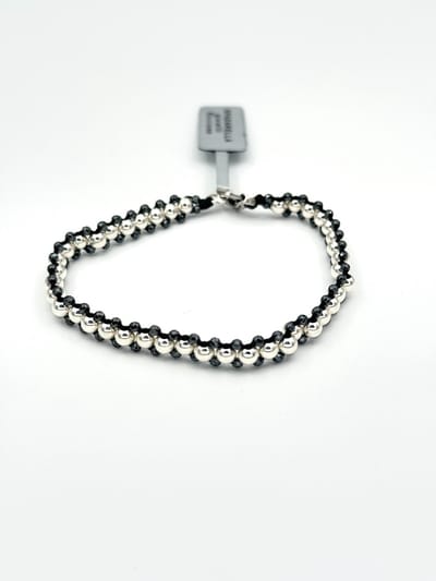 Spadarella Gioielli - SPBR338 - Armband - 925 Zilver - 4 mm - Donkergrijs hematiet - 19 Cm - Heren - Dames - Made in Italy