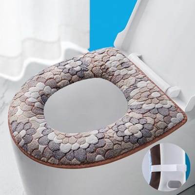 Housse de siège de toilette, housse de cuvette de salle de bain, housse de protection supérieure, coussin chaud et doux, fermeture éclair, accessoires de salle de bain gray
