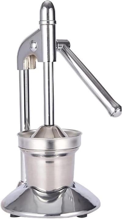 Handmatige Citruspers - Sapcentrifuge - Verse sappen maken - Roestvrij staal design - 19.7 cm hoogte - Zilver