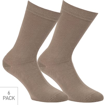 Boru Bamboo - 6-Pack - Nette Sokken - Bamboe - Naadloos - Heren / Dames - donker beige - 35-38 - 2301