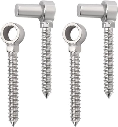 Set van 2 RVS Poortscharnieren met Haak en Oog - Geschikt voor Houten Poorten en Hekken, 16mm Gatdiameter, Duurzaam en Weerbestendig Poortbeslag