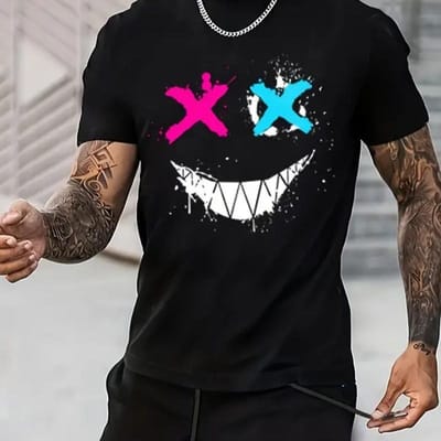 Populair Trendy Merk T-shirt met Ronde Hals en Korte Mouwen Heren Zomer Los Casual Veelzijdig Bedrukt Korte Mouwen Simpel S gray
