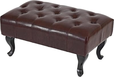 Chesterfield Ottomane in Kunstleer - Zitbank en Voetensteun met Ruitpatroon