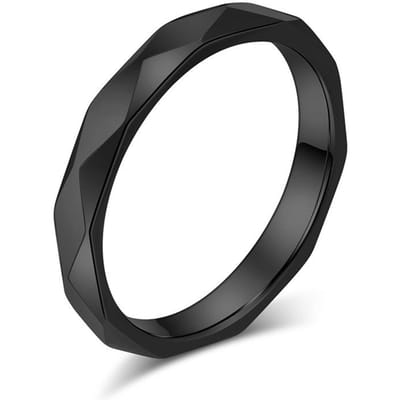 Minimaal Neutrale Ruitvormige Roestvrijstalen Ring zonder Geslacht of Koude Kledingstijl 12# black