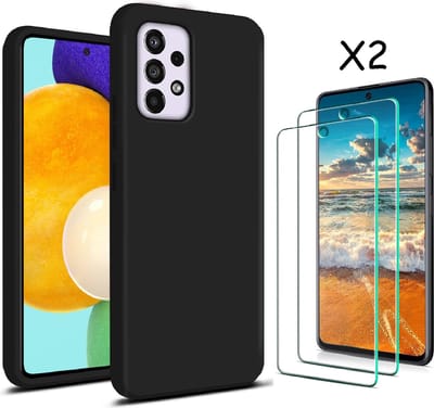 Hoesje Geschikt Voor Samsung Galaxy A53 hoesje silicone soft cover Zwart - Hoesje Geschikt Voor Samsung Galaxy A53 5G Silicone colour hoesje - Galaxy A53 case Liquid Nano Silicone cover - A53 Screenprotector 2 pack