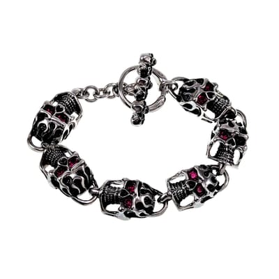 Schedelkop Armband - Roestvrij Staal Schedels - Armband met T-sluiting