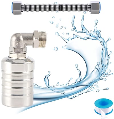 Dailygoods- Vlotterventiel Roestvrij Staal - Automatische Waterniveauregeling - Vlotterschakelaar - 1/2" Waterinname - 30 cm Balgen - Hoge Kwaliteit - Waterniveau Regelaar