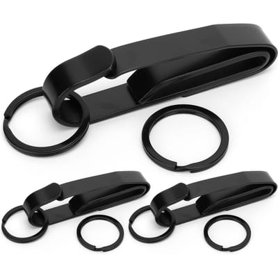 3Ensembles Boucle de Ceinture Porte-clés en Acier Inoxydable avec Boucle Suspendue pour Porte-clés pour l'Extérieur black