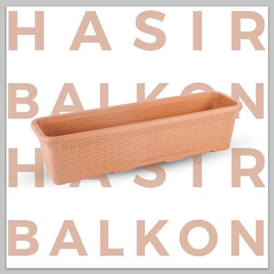 1+1 Rieten bloembak 12L terra cotta kleur kunststof 54x20x18 met drainage plantenbak bloempotten rechthoek