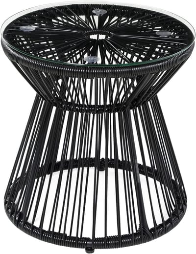 Ronde bijzettafel met glazen blad - Boho stijl - Tuin- en bistrotafel voor terras en balkon