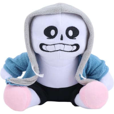 Sans Knuffel Undertale Spel Merchandise Skelet Gevulde Pop Met Blauwe Hoodie Roze Pantoffels Verzamelaar Verjaardagscadeau Voor Fans 19cm white