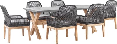 OLBIA - Tuinset voor 6 stoelen - Lichtgrijs - Vezelcement