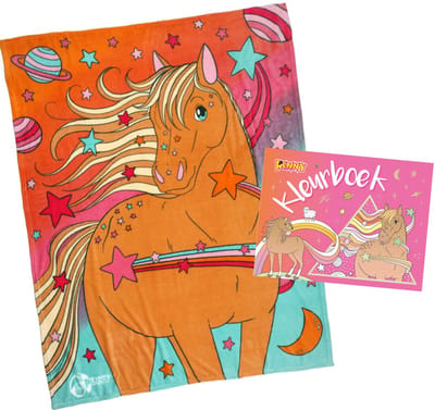Penny Cadeau pakket - Cadeau - Fleecedeken + Kleurboek Nova - Tekenen - Paarden - Paard - Paarden Spullen - Pony - Veulen