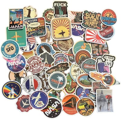 Sticker Mix: Reizen, America & Nasa - 50 Stickers voor Laptop - Kofferstickers - 4x6CM