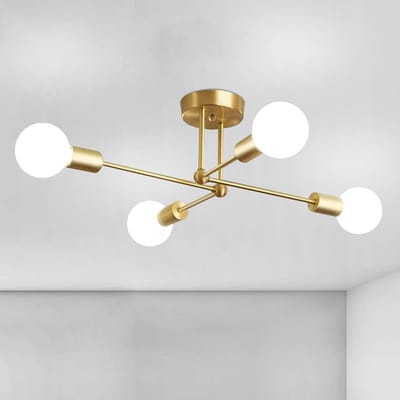 Industriële Gouden Sputnik Plafondlamp - Verstelbare Vorm - Diameter 72 cm - Voor Slaapkamer Woonkamer Keuken - 4 E27-Lampen