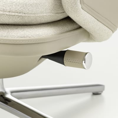 Vitra Grand Relax met Ottoman - Leder Forte sand / Corsaro stone melange - gepolijst aluminium