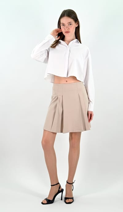 YesMooi - Geplooide minirok - Beige - L (40)