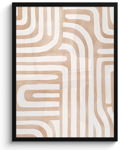 Poster in lijst - Fotolijst 50x70 cm - Posters - Aardetinten - Labyrintpatroon - Posterlijst zwart - Decoratie - Wanddecoratie woonkamer - Muurdecoratie slaapkamer