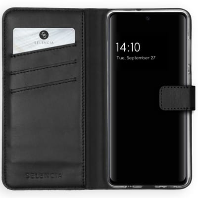 Selencia Hoesje - Geschikt voor Samsung Galaxy A51 - Echt Lederen Bookcase - Zwart