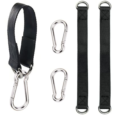Schommelophangset - 2 riemen + 2 karabijnhaken - Maat S - Lengte riem 30 cm - Lengte karabijnhaak 10 cm - Verdikte ophangriemen - Ophanghaken voor fitnessapparatuur - Schommelaccessoires - Boomophangset - Geschikt voor schommelzitjes, houten planken