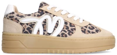 Manfield - Dames - Suède leopard sneakers met details - Maat 36