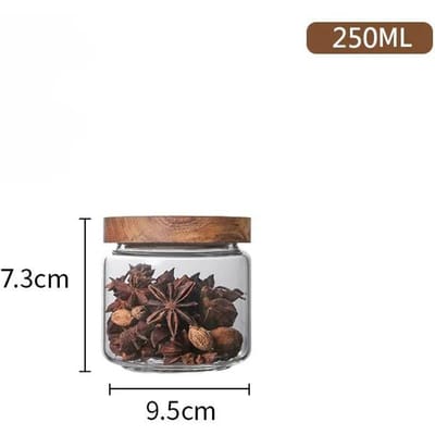 1 stuks Houten Deksel Organizer Glazen Luchtdichte Bus Keuken Opbergflessen Pot Verzegelde Voedselcontainer Gember Muesli Dispenser Set gray