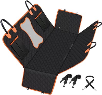 Honden autostoelhoes - Stoelhoes hond - Auto schoonhouden - 100% waterdicht - Universele pasvorm - Zwart met oranje bot