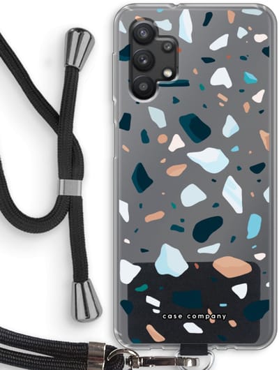 Case Company® - Hoesje met koord geschikt voor Samsung Galaxy A32 5G hoesje met Koord - Terrazzo N°13 - Telefoonhoesje met Zwart Koord - Bescherming aan alle Kanten en Over de Schermrand