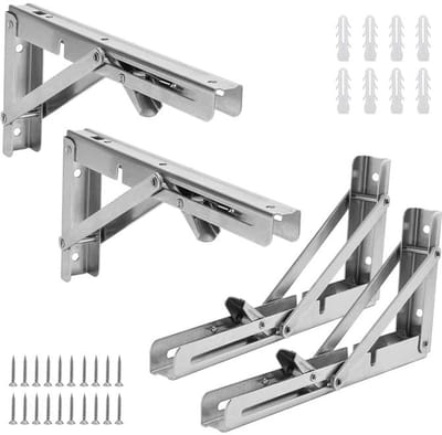 Opvouwbare Plankbeugels 25 cm RVS - Set van 4 Inklapbare Muurbeugels voor Werkbank en Klaptafel