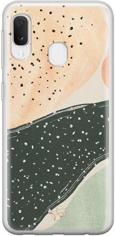 Hoesje geschikt voor Samsung Galaxy A20e - Abstract peach - Soft Case - TPU - Print - Multi - Mooie Telefoonhoesjes