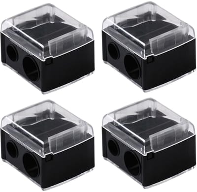 Dailygoods- Puntenslijper Dubbel - Geschikt voor Wenkbrauwstift/Lipliner/Eyeliner - Roestvrij Staal - Afneembaar Deksel - Eenvoudige Reiniging - Make-up Slijper