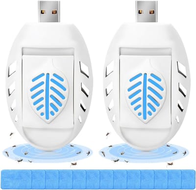 USB Muggenverdelgingslampen - 2 stuks - Met 90 muggenwerende tabletten - Elektrische Muggenlamp - Muggenvallen - Insectenverdelger - Insectenlamp - Muggenwerend Stopcontact -Voor Binnen & Buiten - Wit