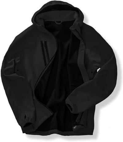 Result 3-Layer Recycled Printable Hooded Casual Unisex Softshell Jacket RT909 - Black/Black - XXL
