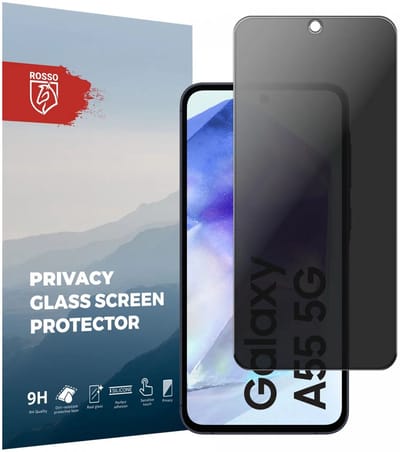 Rosso Privacy Screen Protector Geschikt voor de Samsung Galaxy A55 - 9H Gehard Glas - Case Friendly Tempered Glass - Eenvoudige Installatie