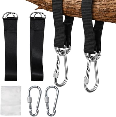 Schommelbevestiging Set - Hangmat Ophanging - Buiten Ontspannen - Eenvoudige Installatie - 200 kg Draagvermogen - Zwart