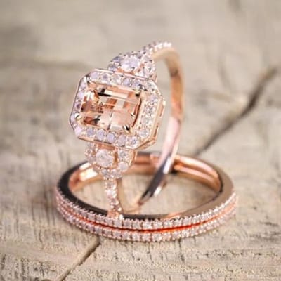Prachtig Ontwerp Vierkant Ingelegd Met Witte Zirkonia Champagne Set Zirkonia Ringen Mode Feest Verloving Bruiloft Ringen Set 11 gray