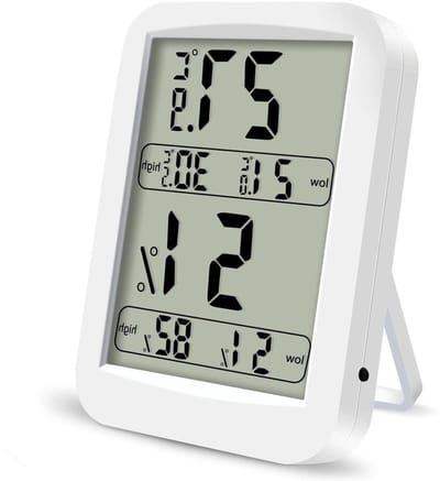 Digitale Binnenthermometer - Hygrometer - Kamertemperatuur Meten - Led-display - 118 x 87 cm - Wit