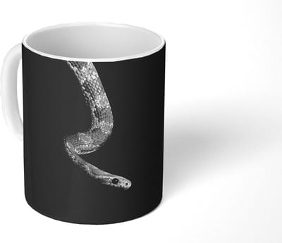 Mok - Koffiemok - Dieren - Slang - Zwart - Wit - Portret - Mokken - 350 ML - Beker - Koffiemokken - Theemok