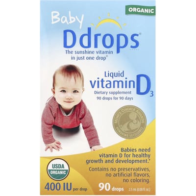 Ddrops, baby, biologische vloeibare vitamine D3, 400 IE, 90 druppels, 2,5 ml (0,08 fl oz)