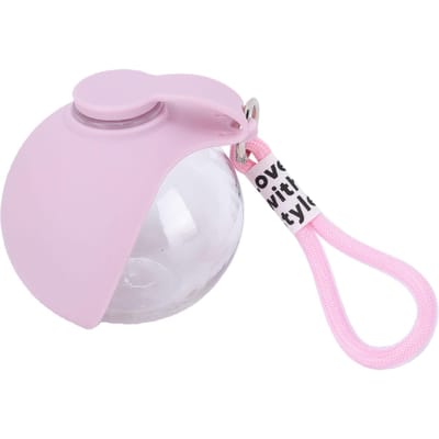 Bouteille d'eau pour chien 285 ml 2 en 1 Portable Distributeur d'hydratation pour animaux de compagnie de voyage avec boucle pour l'extérieur rose