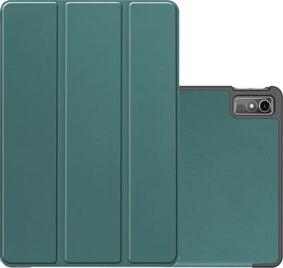Hoes - Geschikt voor Lenovo Tab M10 5G - Dun & Stevig - Trifold Bookcase - Hard Cover - Hardcover Book Case - Tablet Hoesje - Donkergroen
