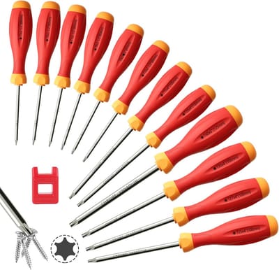 Magnetische Torx Schroevendraaierset 12-delig met Ergonomische Handgreep en CRV Staal