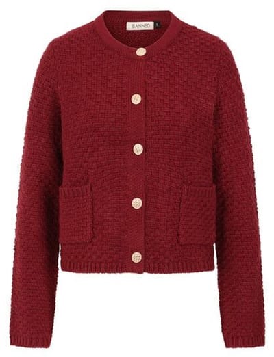 Banned Retro Victoria Wool Mix Vest Cardigan rood S