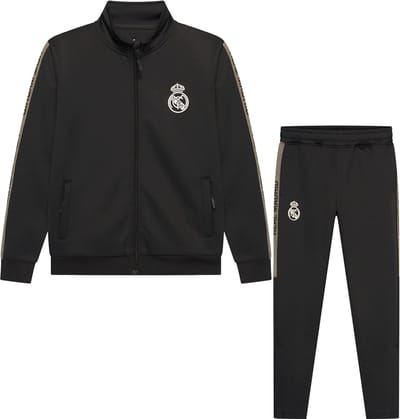 Real Madrid Trainingspak Kind - Vest + Trainingsbroek - Officiële Fanmerchandise - Zwart/Goud - Maat 116 t/m 164